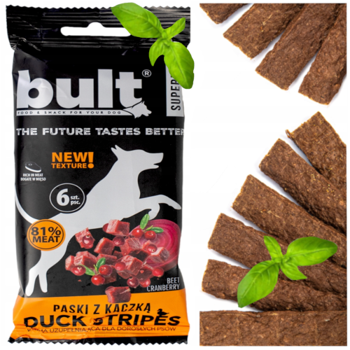 Przejdź do produktu Bult smaczki przysmaki superfood paski z kaczką 6szt dla psa