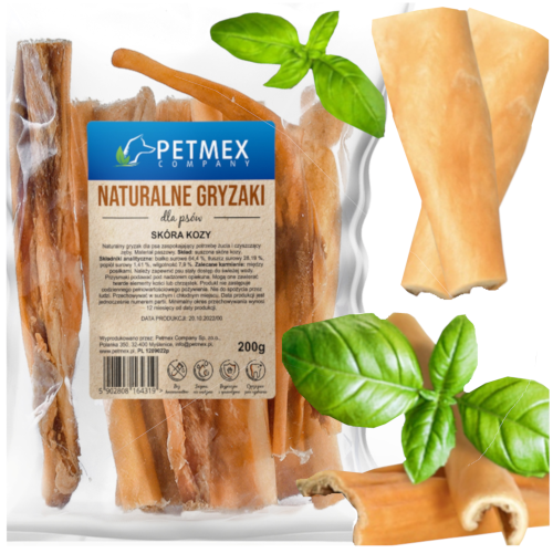 Przejdź do produktu Petmex smaczki przysmaki skóra kozy 200g dla psa