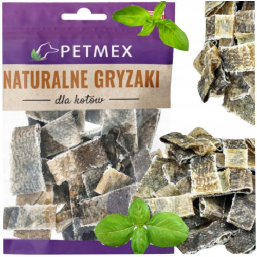 Przejdź do produktu Petmex smaczki przysmaki skóra dorsza paski 40g dla kota
