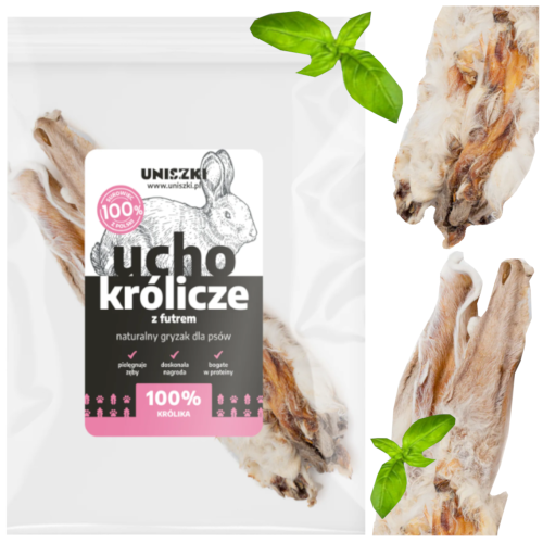 Przejdź do produktu Uniszki smaczki przysmaki ucho królika 2 szt dla psa