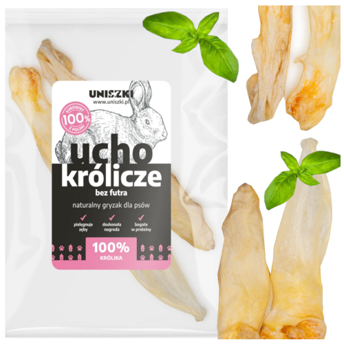 Przejdź do produktu Uniszki smaczki przysmaki uszy królika 2 szt dla psa