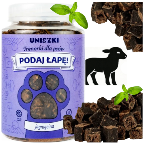 Przejdź do produktu Uniszki smaczki przysmaki trenerki z jagnięciny 210g dla psa