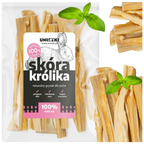 Przejdź do produktu Uniszki smaczki przysmaki skóra królika dla psa