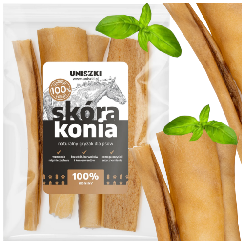 Przejdź do produktu Uniszki smaczki przysmaki skóra konia 100g dla psa