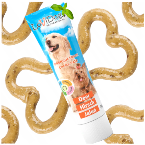 Przejdź do produktu  LoViDog smaczki przysmaki pasta pasztet z jeleniem 90g dla psa