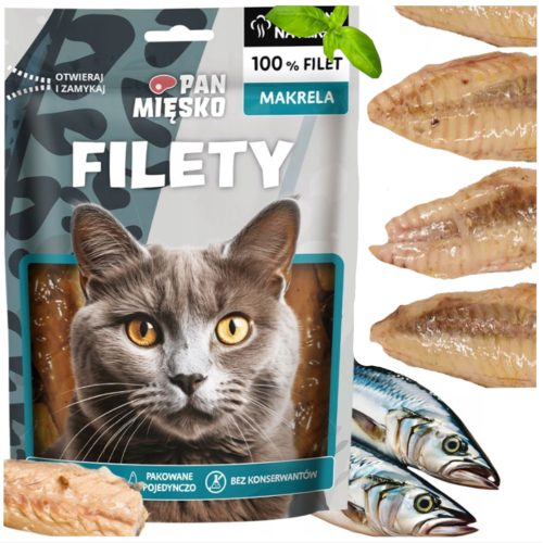 Przejdź do produktu Pan Mięsko smaczki przysmaki filet z makreli 100g dla kota