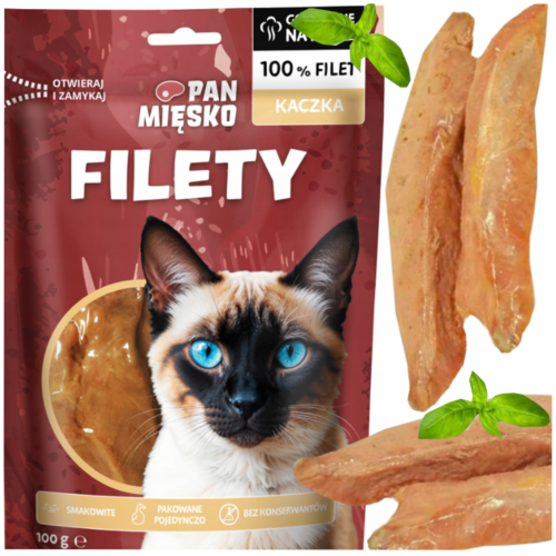 Przejdź do produktu Pan Mięsko smaczki przysmaki filet z kaczki 100g dla kota