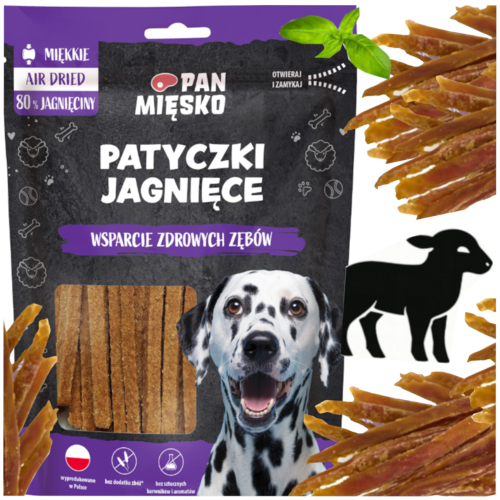 Przejdź do produktu Pan Mięsko smaczki przysmaki patyczki jagnięce 80g dla psa