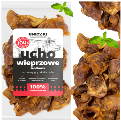 Przejdź do produktu Uniszki smaczki przysmaki ucho wieprzowe środkowe 200g dla psa