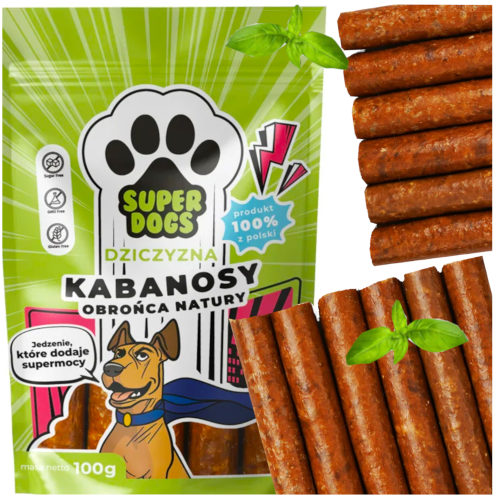 Przejdź do produktu Uniszki smaczki przysmaki kabanosy z dziczyzny 100g dla psa