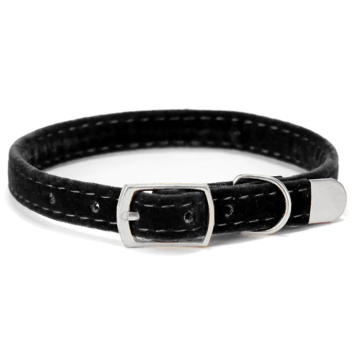 Przejdź do produktu Obroża welurowa 20-24 cm dla psa kota czarna