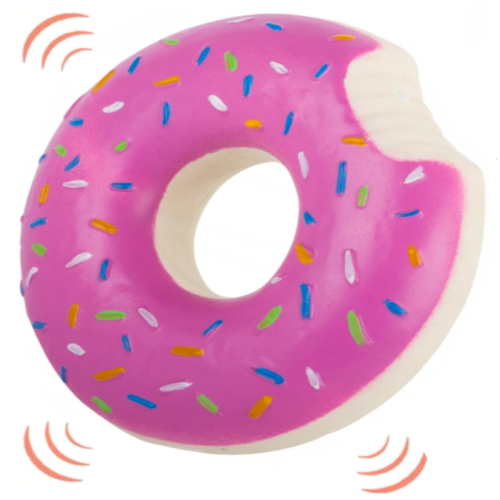 Przejdź do produktu Gryzak z piszczałką donut zabawka dla psa różowa
