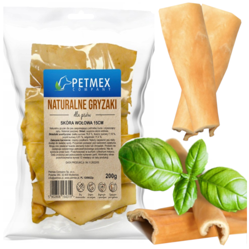 Przejdź do produktu Petmex smaczki przysmaki skóra wołowa 200g dla psa