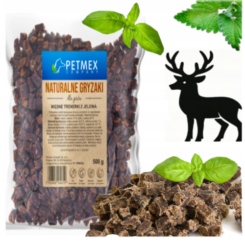 Przejdź do produktu Petmex smaczki przysmaki trenerki z jelenia 500g dla psa 