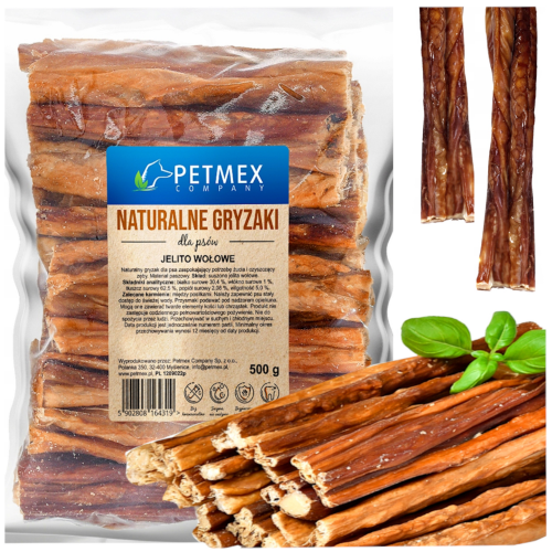 Przejdź do produktu Petmex smaczki przysmaki jelito wołowe 500g dla psa 
