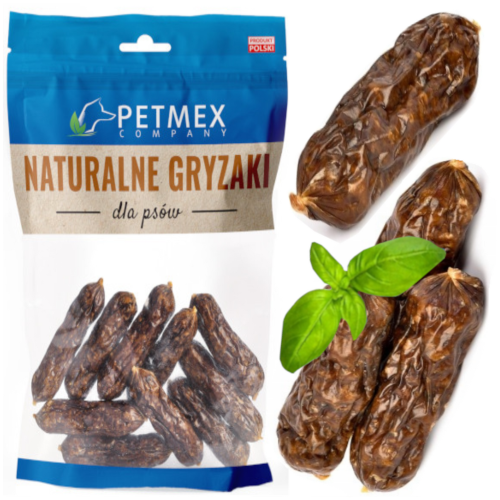 Przejdź do produktu Petmex smaczki przysmaki kiełbaski wołowe 100g dla psa 