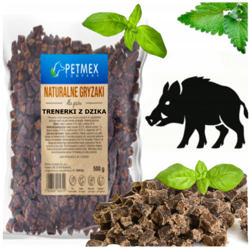 Przejdź do produktu Petmex smaczki przysmaki trenerki z dzika 500g dla psa
